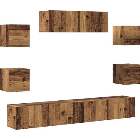 Maison Exclusive - Set Mobile TV 7 pz Montato a Parete Legno Antico in Truciolato