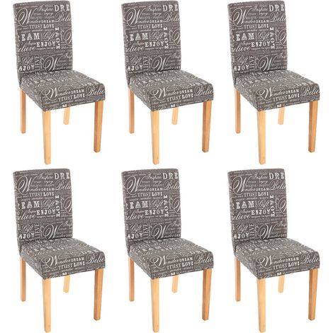 Lot de 6 chaises de salle à manger en tissu imprimé gris pieds clairs CDS04219 (1/5)