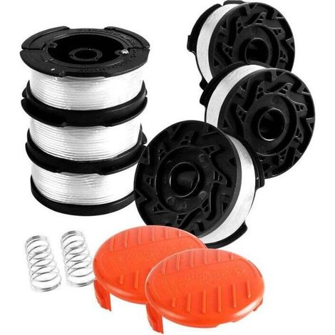 8 Pack Bobine Fil Coupe Bordure Compatible avec Black et Decker Coupe Bordures, Bobine de Fil Debroussailleuse,6 Fil Coupe Bordure,2 Couvercle,2 Ressort, (1/5)