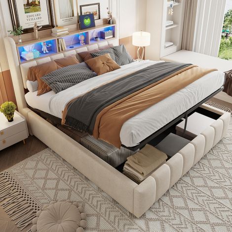 Bett Doppelbett Stauraum 180x200 Polsterbett OKMYHOME
