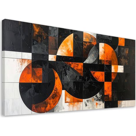 Stampe su Tela, Astrattismo cerchi forme nero arancione, 80x40 (1/5)