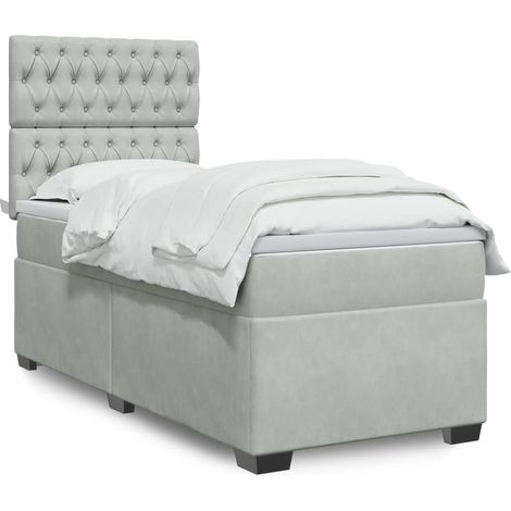Boxspringbett mit Matratze Hellgrau 90x200 cm Samt