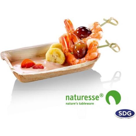 Barquette rectangle jetable 12x7 cm en feuille de palmier - 400 pièces - Ecobioshopping