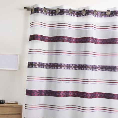 Voilage jacquard à rayures géométriques Violet parme 140x240 cm