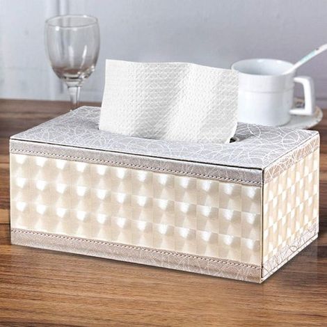 Funda para caja de pañuelos，soporte para caja de pañuelos，soporte para servilletas，soporte de cuero PU para caja de pañuelos de coche (1/2)