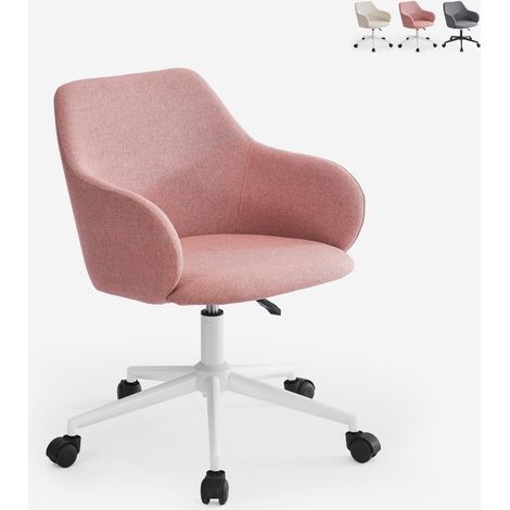 Stuhl drehbar aus Stoff mit Armlehnen Büro Homeoffice Kivri - Pink