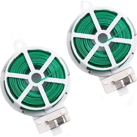 Plant Ties 2 PCS Fil de Tension Vert 100m (par rouleau), Attaches de Jardin pour Plantes, Fil de Support de Cravate de Jardin, Rouleau de Fil Métallique Enduit de PVC, pour Jardinage Maison Bureau (1/5)