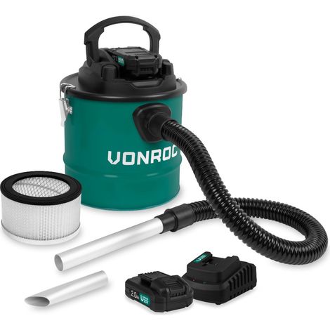 Vonroc – Aspirateur à cendres 20V – Réservoir 12L – Filtre HEPA lavable – 2 batteries 2.0Ah et chargeur rapide inclus – Pour cendres refroidies (1/4)