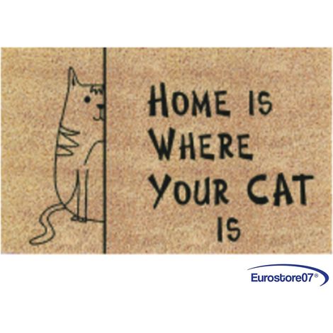 Zerbino cocco home is where your cat is x mm.15 fondo pvc antiscivolo cm.40x70 (1/4)
