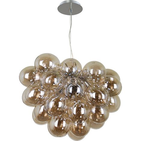 Italux Bento - Moderne hängende Pendelleuchte Chrome 8 Light mit Cognac Shade, G9 (1/2)