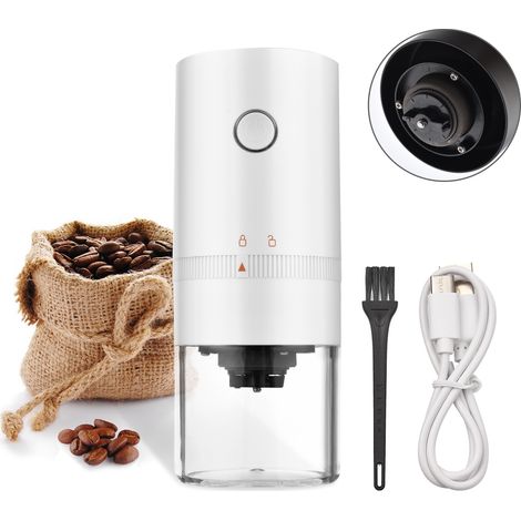 Molinillo de café eléctrico portátil de 390 g, inalámbrico y ajustable para espresso - Motor silencioso, batería de 1250 mAh (1/5)