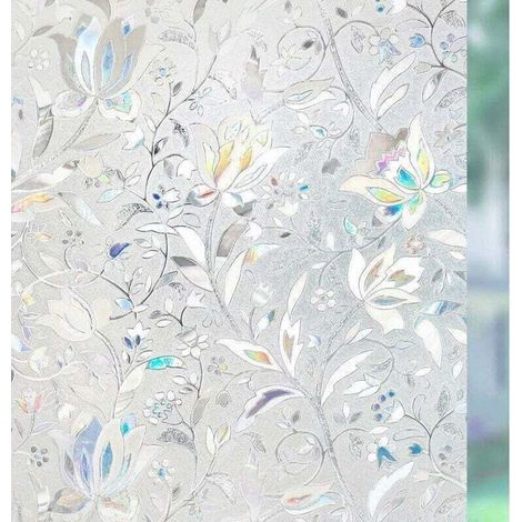 Film De Fenêtre Film De Confidentialité Opaque Auto-Adhésif Pour Fenêtre Film De Fenêtre 3D Film De Verre Film Décoratif Adhésif Statique Sans Adhésif Protection Uv Fleurs Tulipe 90 X 200Cm (1/5)