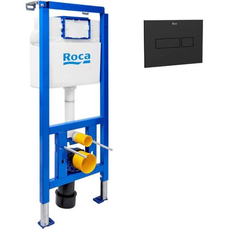 Bâti-support WC suspendu, installation sur cloison légère, hauteur 112 cm, chasse 2/4-6 L + plaque noir mat (ROB02-FR)