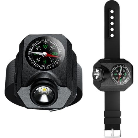 Handgelenk Camping Licht mit Kompass, LED Notlicht, Nacht Laufende Taschenlampe,5 Beleuchtungsmodi,Geeignet für Outdoor Wandern und Camping