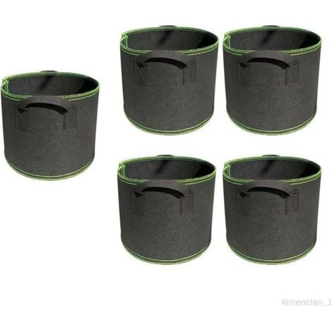Breathable non-woven grow bags for potatoes with handles, 5-gallon capacity.