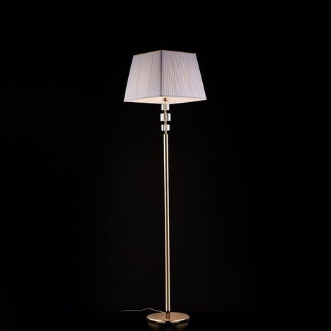 Piantana in oro e cristallo 1 luce con paralume dm.45 H.180 - Ø40
