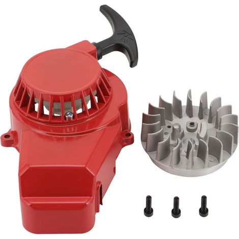 Motorino di avviamento di ricambio con volante per motore a 2 tempi da 47cc e 49cc per mini moto da cross, ATV e Pocket Dirt Bike, colore rosso. (1/3)