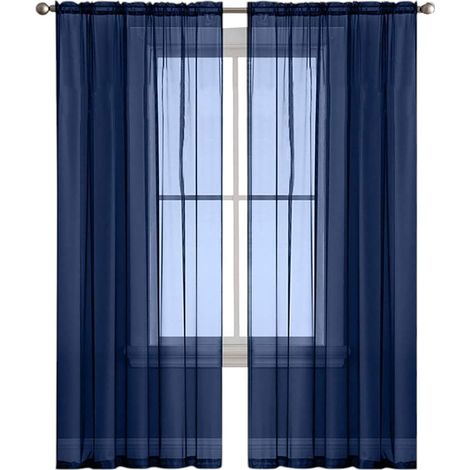 Rideau Voile - Rideau Transparent Semi-Transparent avec Poche pour Tringle - Pour Salon Chambre - 2 Pièces - 99 x 130 cm (1/5)