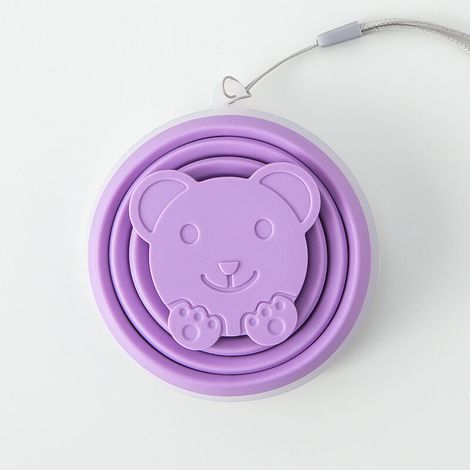 Tasse de salle de bain 200ml, tasse d'eau pliable en Silicone en forme d'ours, tasse à bouche rétractable Portable, salle de bain(Violet clair) (1/5)