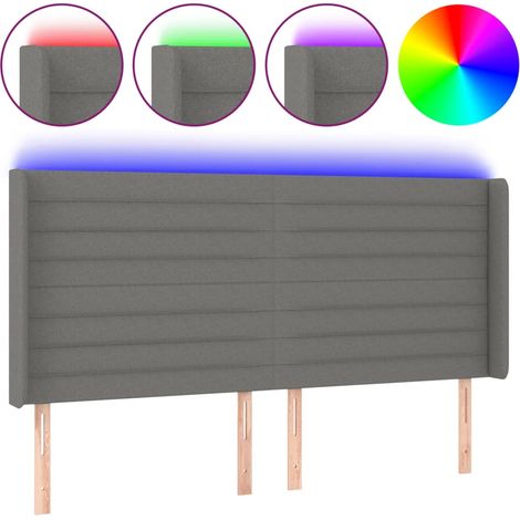 Maison Exclusive - Testiera a LED GrigioScuro 203x16x118/128cm in Tessuto
