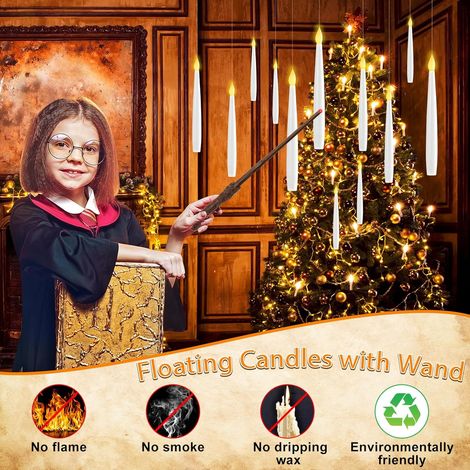 Candele LED galleggianti magiche con bacchetta, fiamma tremolante calda per casa, chiesa, feste e decorazioni natalizie - 12 pezzi - ALTRO (1/4)