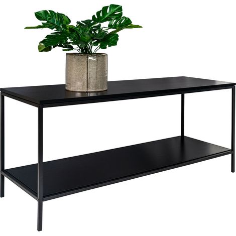 Meuble TV en bois et métal L100cm - Noir - VITA (1/5)