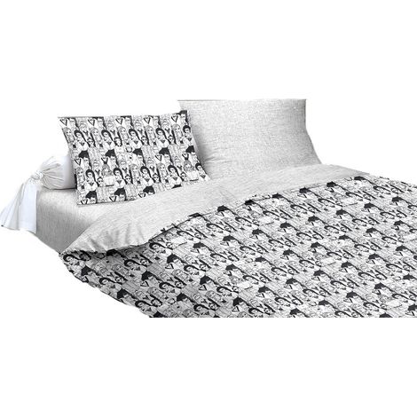 Copripiumino parure sacco e federa 100% cotone singolo matrimoniale linea people Grigio - Matrimoniale