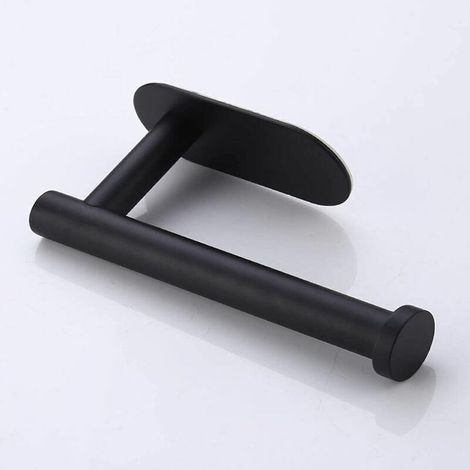 Porte Papier Toilette Auto-adhésif Noir - En acier inoxydable - Pas de perçage nécessaire, forte adhérence et imperméable. (1/4)