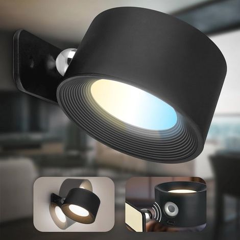 Dimmbare Wandleuchte mit Batterie und Magnetbefestigung 360 drehbar und Farbtemperatur einstellbar Ideal für den Innenbereich als Lese oder (1/5)