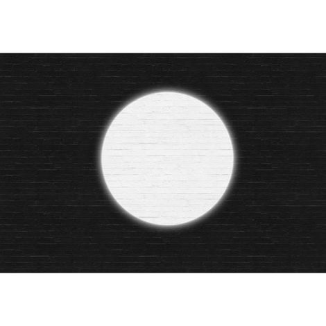 Papier peint panoramique brique noir & blanc Tapisserie panoramique rond blanc sur fond noir Papier peint panoramique géométrique moderne pour salon (1/3)