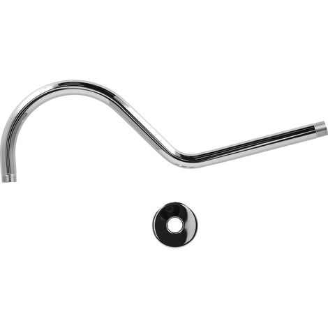 Rallonge de tuyau de douche 43 cm (17 po) en acier inoxydable brossé, en forme de S, filetage NPT standard américain, rallonge de pommeau de douche col de cygne 232 Φ20 NPT (couvercle décoratif agrand (1/5)