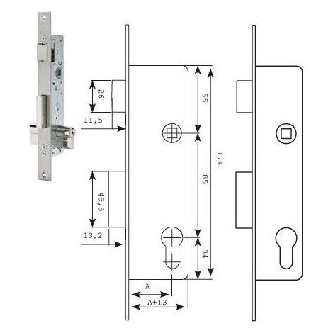 Serratura Tesa 2210/28/ai Senza Gancio