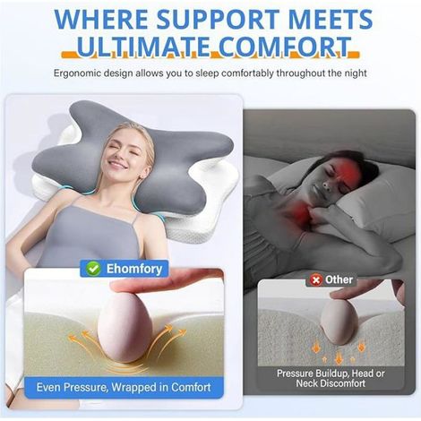 1 Nackenstützkissen aus Memory-Schaum, verstellbares H-Design, ergonomischer Schaumstoff, ARC-Zone, für Rücken- und Bauchschlafen (1/5)