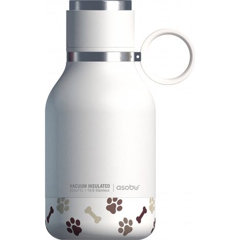 ASOBU GAMELLE POUR CHIEN ATTACHÉE À UNE BOUTEILLE ISOTHERME EN ACIER INOXYDABLE BLANC 1 L SDB1 WHITE