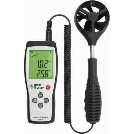 Anémomètre à structure séparée anémomètre à main avec affichage numérique de la température du vent à turbine Kit d'anémoscope industriel de haute précision AS836 (1/5)