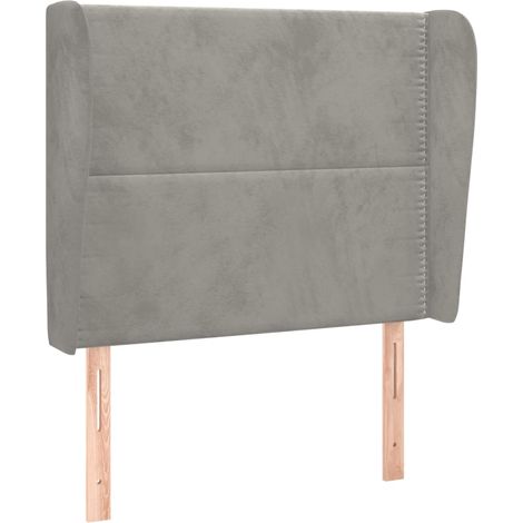 Testiera accessorio letto mobile camera con bordo laterale 103 x 23 x 118/128 cm tessuto velluto grigio chiaro TDL0205293