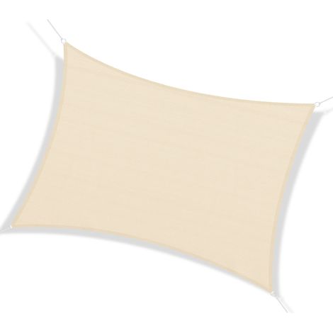 Rechteckiges Sonnensegel 4 x 6 m, 185 g/m² cremefarbenes, UV-beständiges HDPE-Gewebe, für Garten, Terrasse, Patio, Pool, Balkon