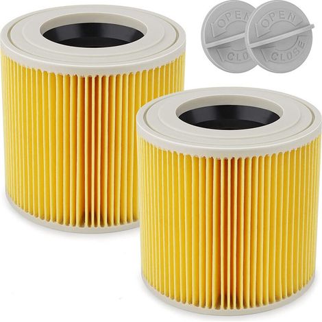 Filtro de cartucho compatible para Kärcher WD2/WD3 – Paquete de 2 para aspiradoras WD 2200, WD 2250, WD 3300 M, WD 3500 P, A2003 a A2656 X+ (1/5)
