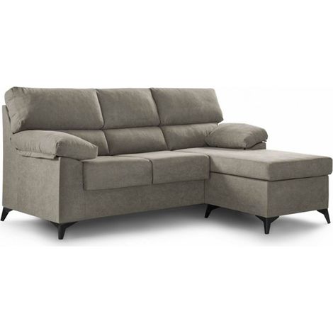 Home Heavenly® - Sofá Chaise Longue reversible HILTON, tapizado antimanchas desenfundable, estructura madera. Color : Tostado 240 cm de ancho (1/4)