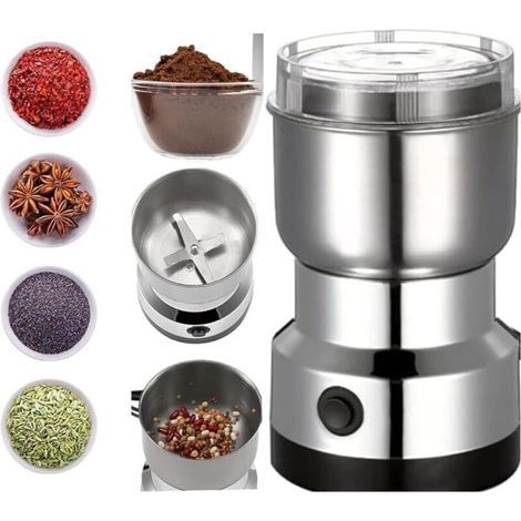 Multifunctional coffee grinder with stainless steel blades, suitable for coffee beans, flax nuts, pepper, spices and more (1/4)