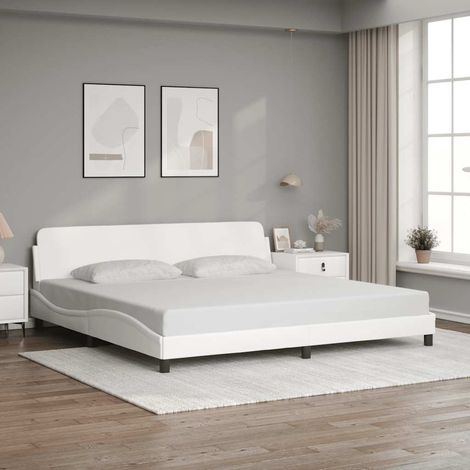 Cadre de lit,Structure de lit,Lit Adulte Dover blanc 200x200 cm similicuir (1/5)
