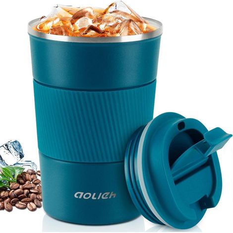Aolieh Thermobecher Kaffeebecher Edelstahl Travel Mug 380ml Blau (1/5)