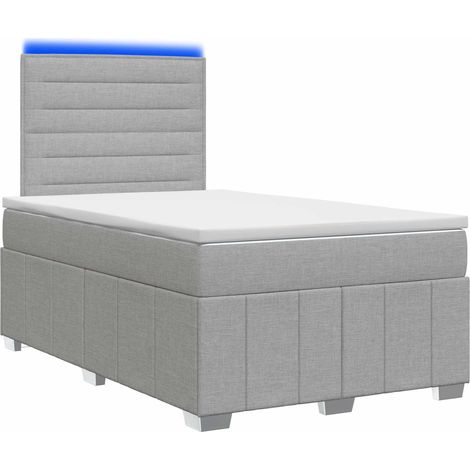 Maison Exclusive - LED Boxspringbett mit Matratze Hellgrau 120 x (1/5)