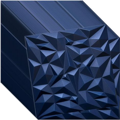 Panneaux muraux et plafond 3D bleu VERDICO 50x50 cm – polystyrène décoratif, lot 48 pièces (12 m²)
