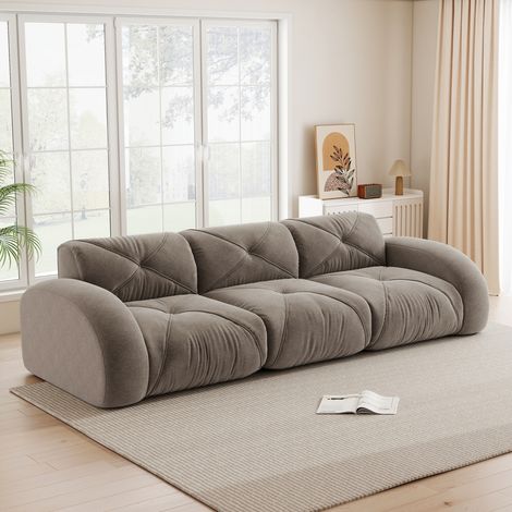 Modulsofa rahmenlos aus Chenille taupe haustierfreundlich OKMYHOME (1/5)