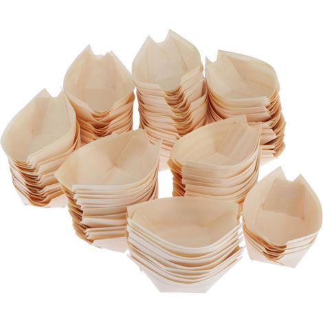 Servierschalen aus Holz, Naturholz, Take-away-Tabletts, Teller, Schüsseln, Geschirr, 60 x 50 mm (1/5)