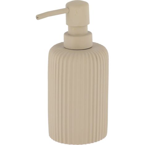 Distributeur a savon arrondi strie polyresine 230 ml - taupe - Tendance (1/3)