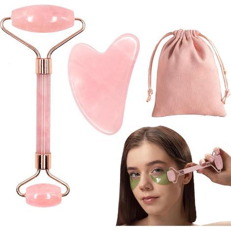 2 Pièces Gua Sha et Rouleau Résine,Gua Sha Visage RésineRose Corps,Guasha pour Visage,Gua Sha Rose Corps,Outil de Massage Facial Gua Sha,Pierre Chaude Massage Pour Les Femmes Anti-Rides et Anti Age (1/5)
