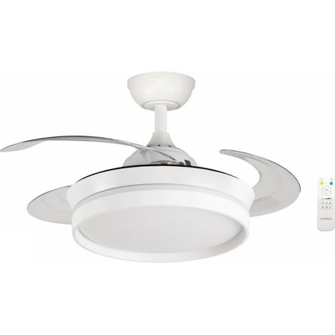 ventilateur de plafond à 4 pales rétractables 40 cm, moteur DC 30 W, télécommande, lumière LED 3 couleurs 28 W (1/5)