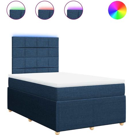 Maison Exclusive - Sommier à lattes de lit avec matelas bleu 120x190 cm tissu (1/5)